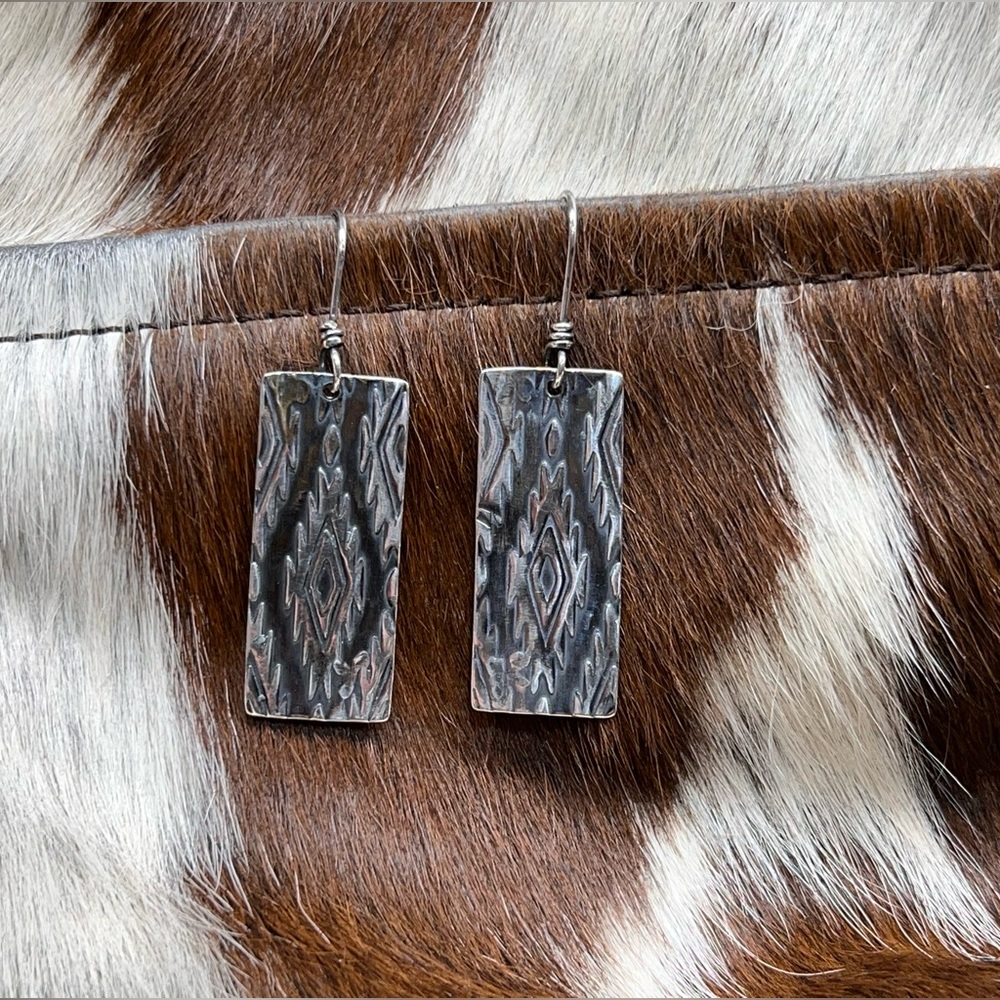 Handmade .935 Argentium silver western, tribal earrings